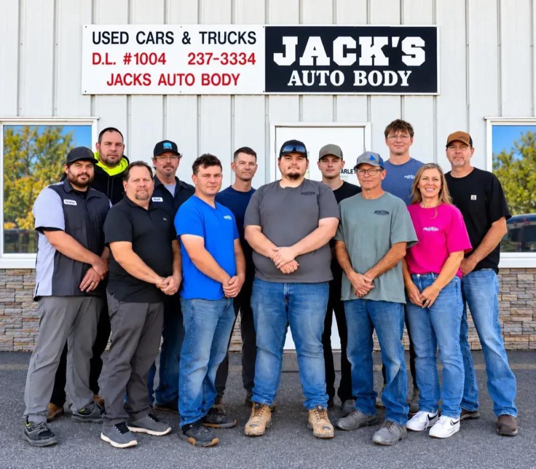 The Jack's Auto Body team outside the shop